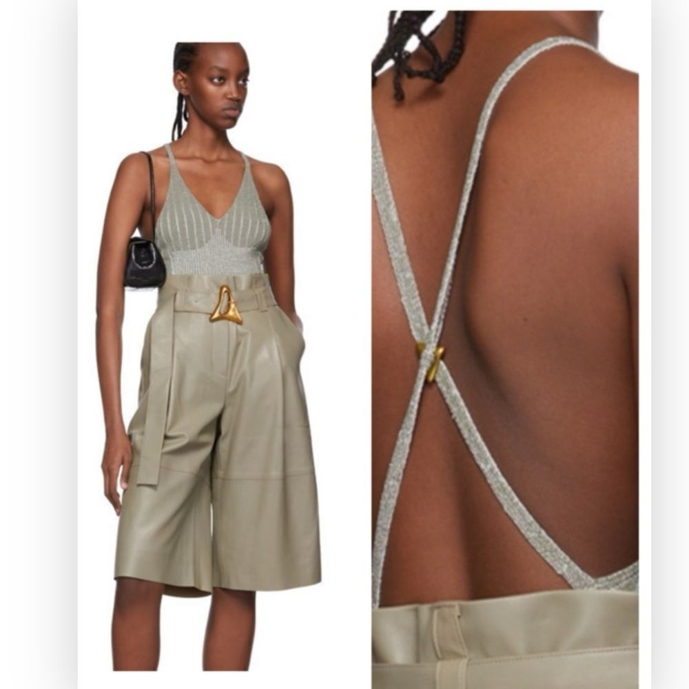 NWT Aeron  Green Viscose Silver Bodysuit Moss